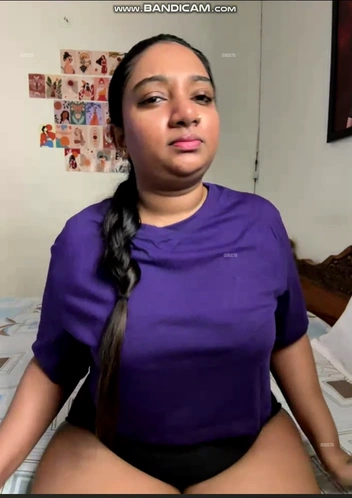 Suriya Praba Teasing in Purple Tees and Panties Chatting on Live