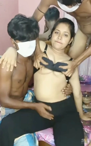 Indian Sexy Hot Blonde Girl Gangbang 4Some Fucking With Black Man