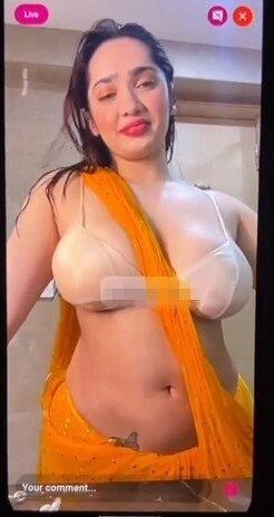 Aditi mistry yellow saree live taking shower